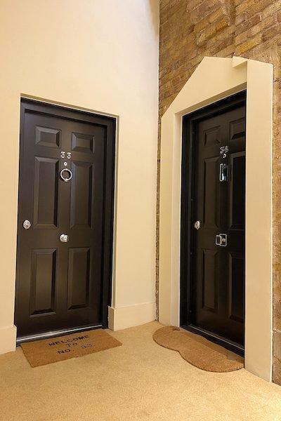 Like for like design wooden security doors.