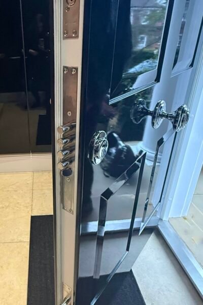 Security front door in black high gloss