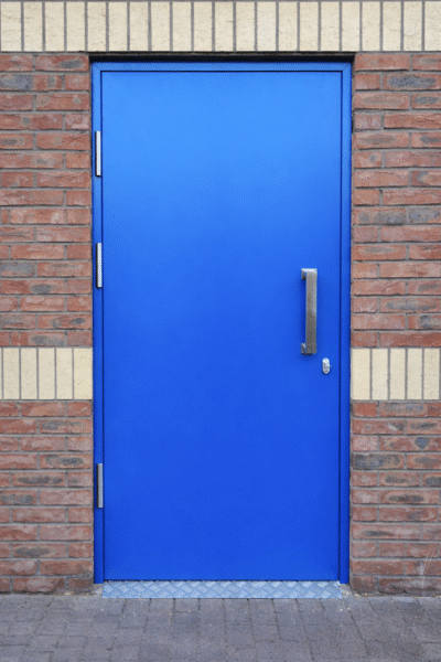 Blue commercial security door