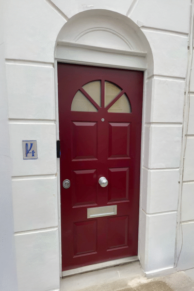 Red security door
